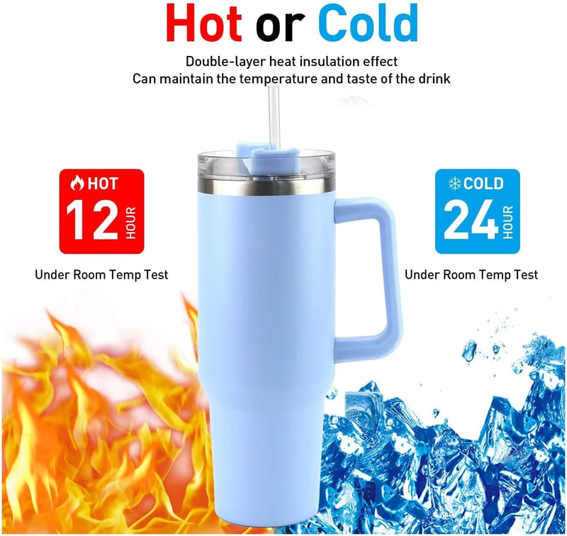 VASO TÉRMICO ACERO INOXIDABLE 1200ML PORTABLE CON ASA Y SORBETE